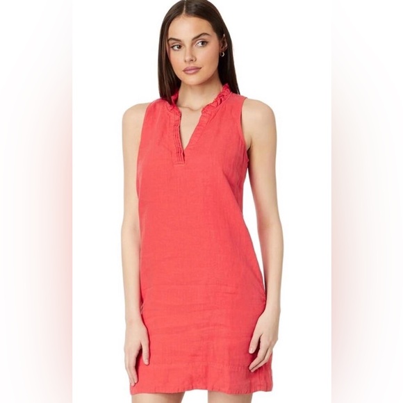Tommy Bahama Dresses & Skirts - Tommy Bahama Women's Coral Teo Palms Double Ruffle Sleeveless Linen Shift Dress